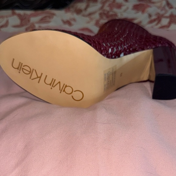 Calvin Klein Red Woven Heeled Boots - Picture 5 of 7